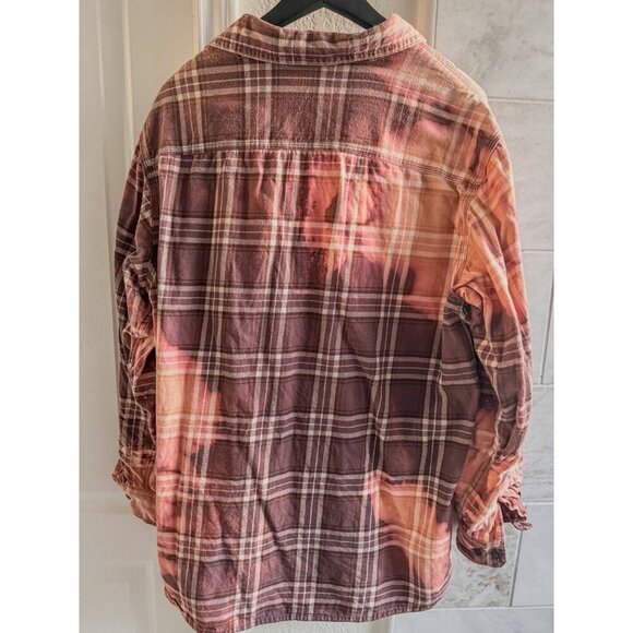The Sweaty Blonde 100% Cotton Pink Purple Plaid Acid Washed Flannel OS - Picture 6 of 6